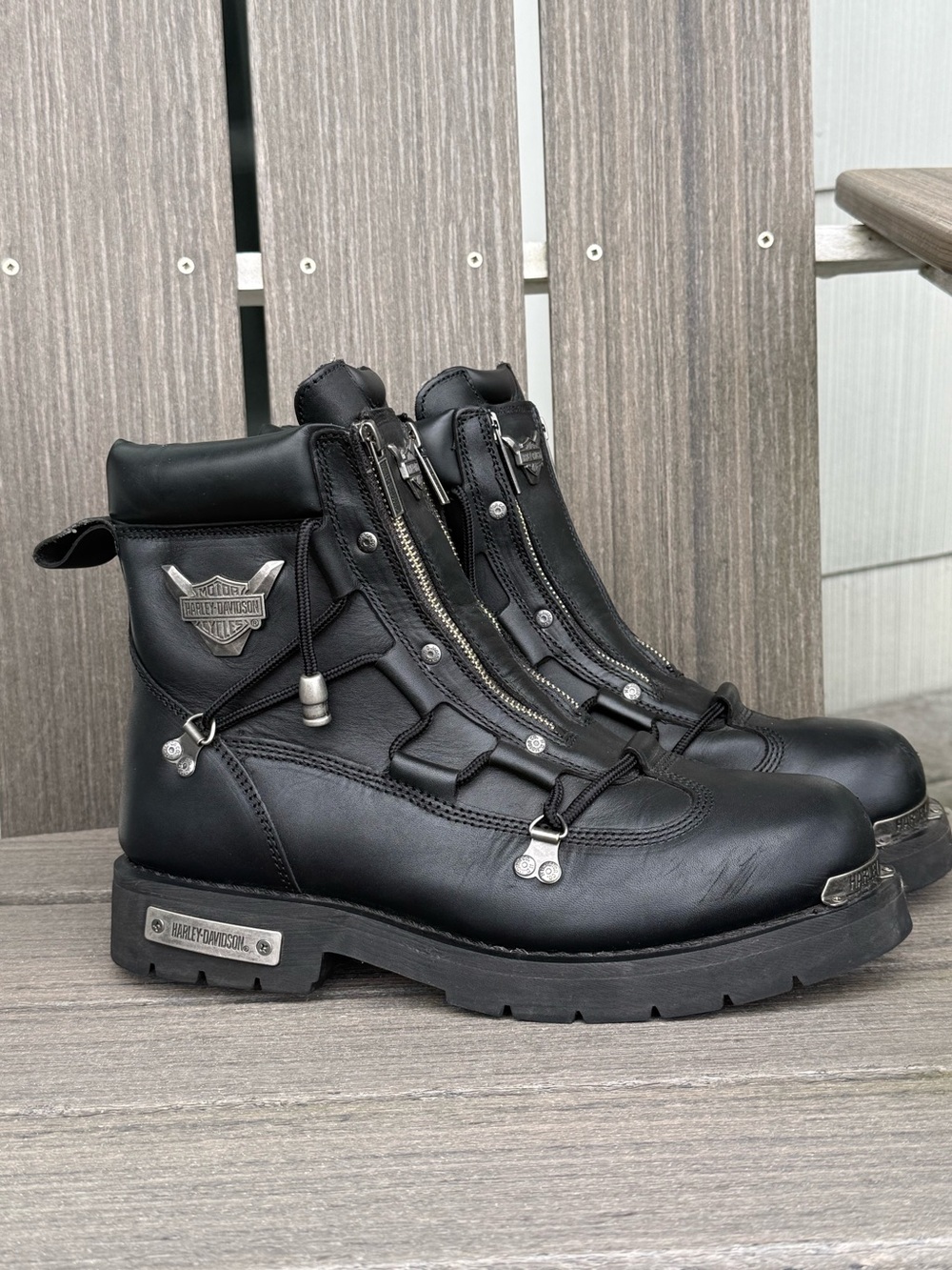 HARLEY DAVIDSON MEN'S BRAKE LIGHT MOTORCYCLE BOOTS - ROUND TOE  - Size 12M